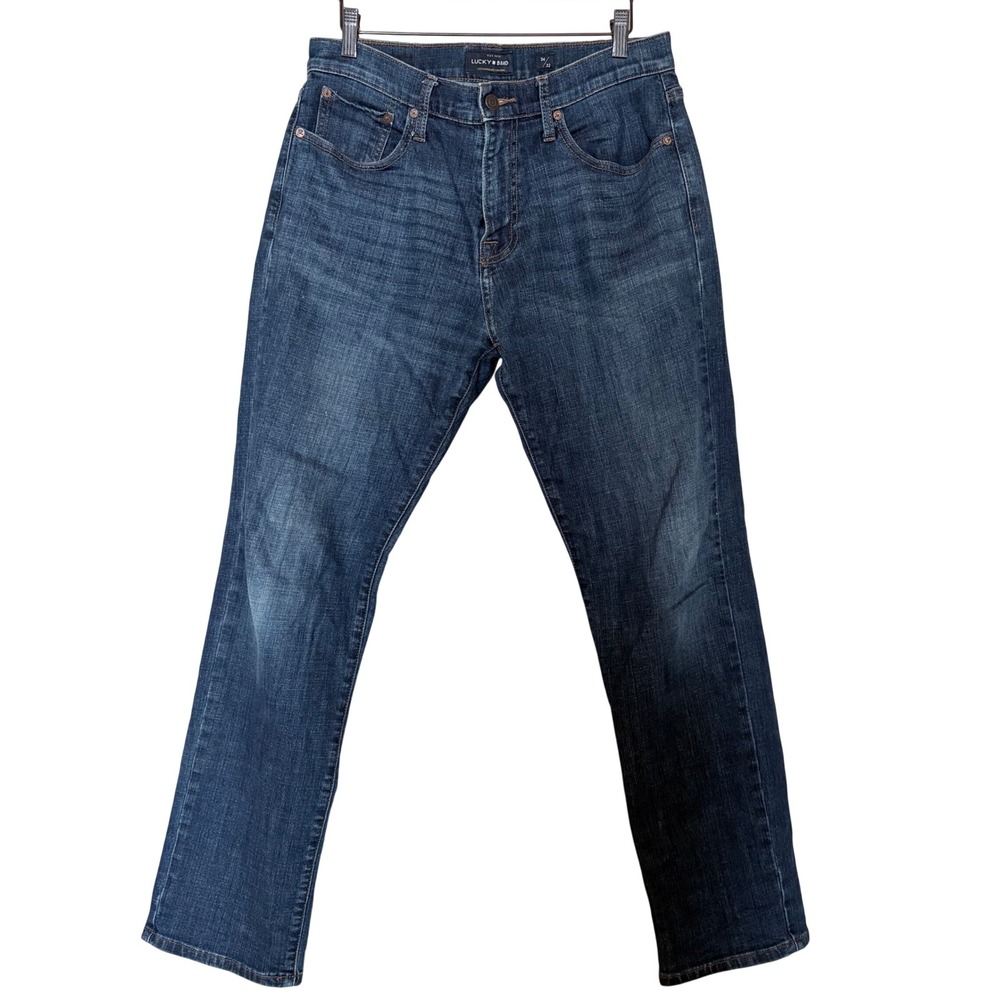 Lucky Brand 221 Straight Jeans Mens‎ 34x32 Blue Denim Medium Wash Slight Stretch